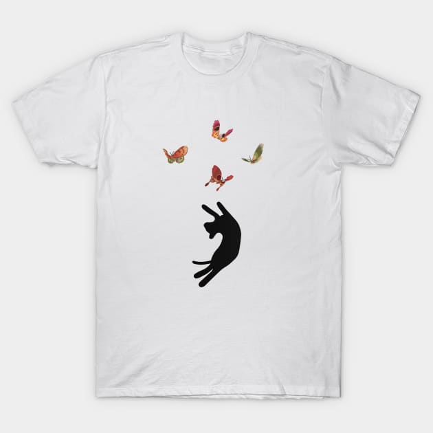 Cat and Butterfly Dance T-Shirt by Chaiyat